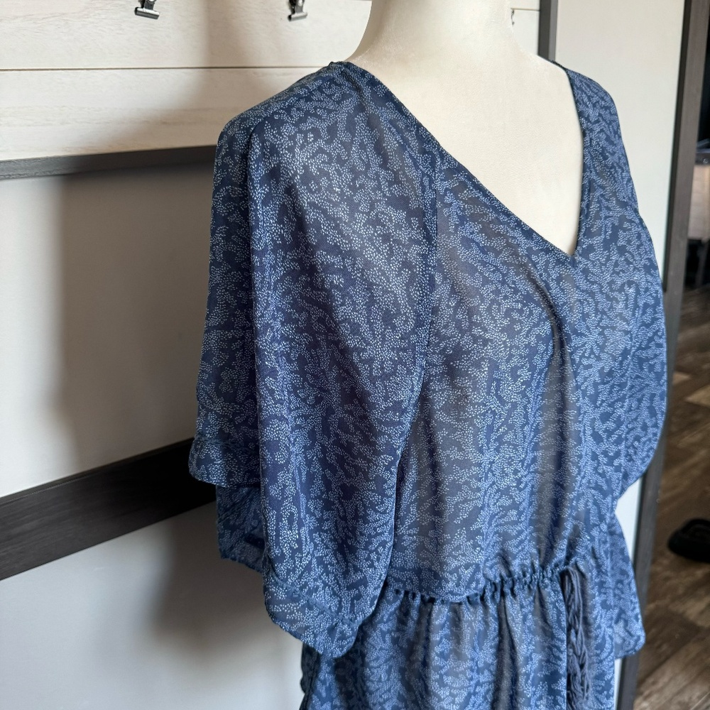 A.N.A dolman short sleeve v-neck flutter tie waistband size medium transparent - Picture 7 of 13
